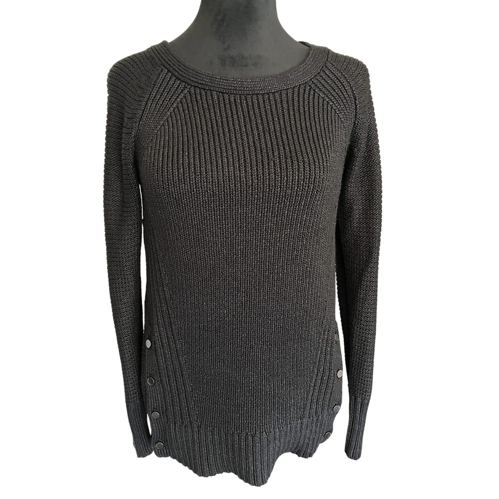Calvin Klein Pullover long sleeve Sweater with button detail womens black medium